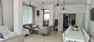 a living room with couches and chairs and a table at Casa Artemis-jacuzzi și piscină in Pianu de Sus