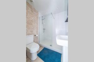a bathroom with a shower and a toilet and a sink at Newcastle City Centre, Two Bedroom, Sleeps 6 in Newcastle upon Tyne