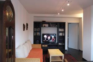 a living room with a couch and a tv at City Apartments Cologne - Apartment 1 in Cologne