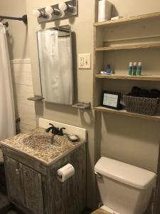 a bathroom with a toilet and a sink at El Nopal Casita-Close to Sul Ross State University in Alpine