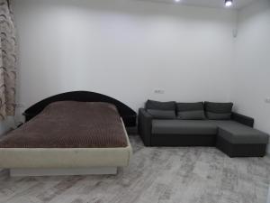 Apart Poltavska في كرابينييتسكيه: غرفة معيشة مع سرير وأريكة