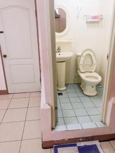 a bathroom with a toilet and a sink at Xin Homestay in Luodong