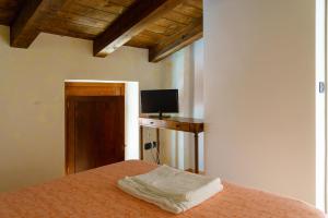 1 dormitorio con 1 cama y TV en una habitación en ANTICO FRANTOIO en Piaggine