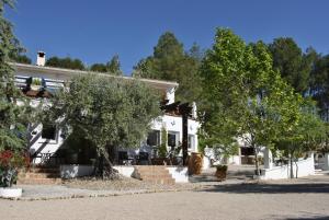 a white house with trees in front of it at Los Mofletes - Adults Only in Chinchón