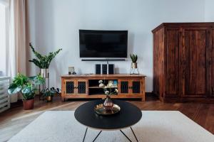 Televízia a/alebo spoločenská miestnosť v ubytovaní Szpitalna 20 Apartment nr 8