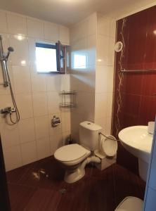 a bathroom with a toilet and a sink at Family Hotel Denica in Obzor