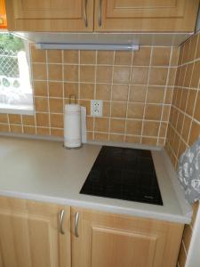 a kitchen with a sink and a counter top at Penzion Lukov in Lukov