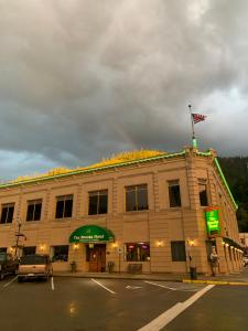 a building with a rainbow on top of it at The Brooks Hotel Restaurant and Lounge in Wallace
