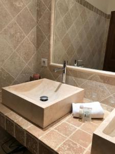 a bathroom with a sink and a mirror at Mas d'Auzières in Saint-Gilles