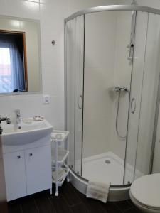 ブワディスワボボにあるKwatera prywatna Hannaのバスルーム(シャワー、洗面台、トイレ付)