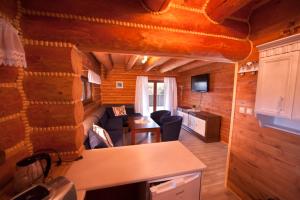 a living room and kitchen in a tiny house at Górska Hacjenda in Brenna