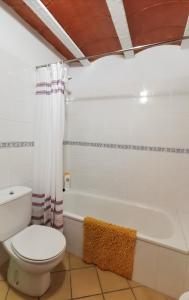 a bathroom with a toilet and a bath tub at Lo Raconet in Sant Llorenç de Montgai