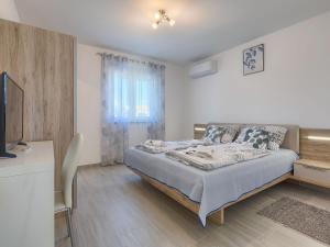 een slaapkamer met een bed, een raam en een televisie bij Holiday Home Villa Zirdum by Interhome in Nova Vas