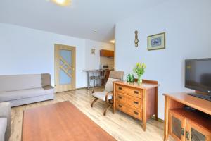 Televízia a/alebo spoločenská miestnosť v ubytovaní Apartment Olymp