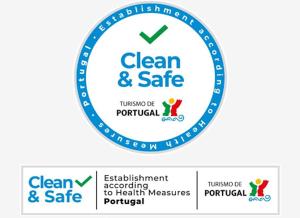a label for a clean and safe sign at Pensao Favorita in Porto