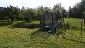 a playground with a slide in a field at Agrowczasy u Bartka in Wielki Klińcz