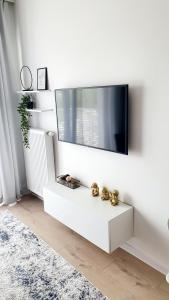 TV a/nebo společenská místnost v ubytování Apartament SONIA SAUNA-TARGI-GARAŻ