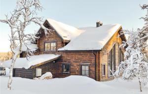 a house covered in snow with snow covered trees at Nice Home In Vemdalen With 4 Bedrooms, Sauna And Wifi in Vemdalen