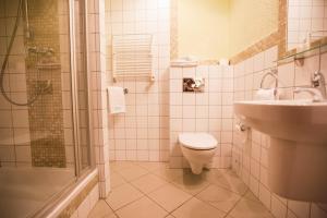 ミエルノにあるWilla Gryfのバスルーム(シャワー、トイレ、シンク付)