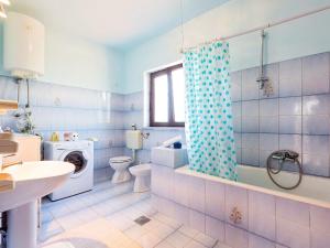 a bathroom with a toilet sink and a washing machine at Apartment Paladin - MVN252 by Interhome in Motovun