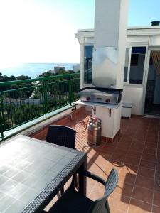 En balkon eller terrasse på framboise