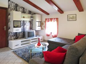 uma sala de estar com um sofá e uma televisão em Apartment Johan - MOD117 by Interhome em Brseč