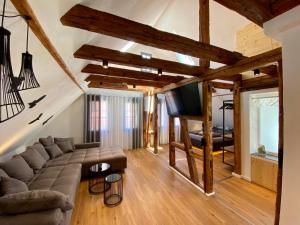 a living room with a couch and a table at Altstadt Apartments in Kirchheim unter Teck