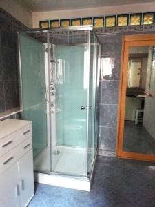 eine Dusche mit Glastür im Bad in der Unterkunft Appartamento Teodorico in Verona