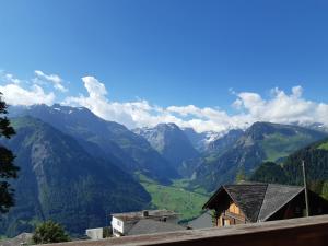 - une vue sur la vallée dans les montagnes dans l'établissement Apartment 2,5 Zimmer im Ferienhaus Damian, à Braunwald