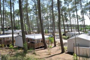a group of mobile homes in the woods at Mobilhome Côte Landaise Les Dunes de Contis in Saint-Julien-en-Born