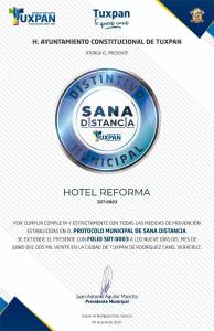 Certifikát, ocenenie alebo iný dokument vystavený v ubytovaní Hotel Reforma Tuxpan