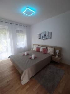 Postel nebo postele na pokoji v ubytování Romantic Apartman Gunarasfürdő