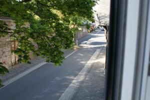 a view of a street from a window at Ferien-/Monteurwohnung Olbrich in Hilchenbach