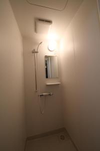 La salle de bains est pourvue d'une douche et d'un miroir. dans l'établissement Ex2 House Imamiya 202, à Osaka