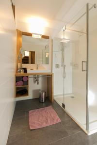 a bathroom with a shower and a sink at IBY-LEHRNER WEIN-GUT und WEIN-Träumerei in Horitschon