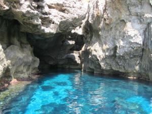 einen Pool mit blauem Wasser in einer felsigen Höhle in der Unterkunft B&B La Pergola in Marettimo