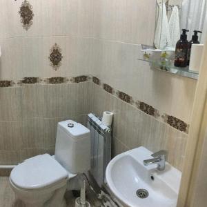 bagno con servizi igienici e lavandino di Hotel Almaz a Akhtubinsk