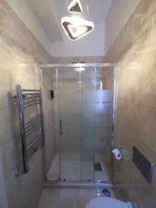 a bathroom with a shower with a toilet and a sink at B&B Roma Royal Residence in Rome