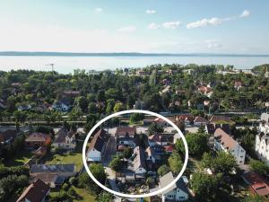 an aerial view of a small town with houses at Müller's 1 in Siófok