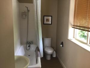 a bathroom with a tub and a toilet and a sink at The Railway Inn in Malvern Wells