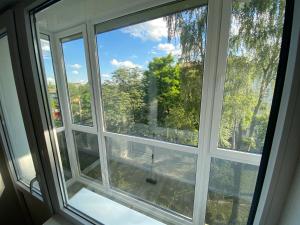 ein Fenster in einem Zimmer mit Aussicht in der Unterkunft Apartment in the center in Schytomyr