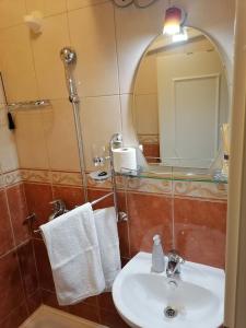 a bathroom with a sink and a mirror at Studio apartman Zana in Gradac