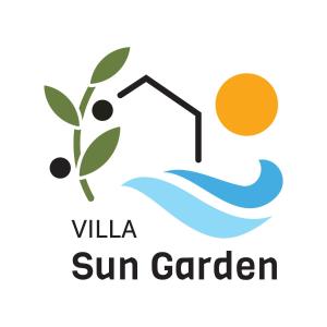 a symbol of a sun garden with a plant and the words villa sun garden at Villa Sun Garden - 4 star villa with heated swimming pool, quiet bay, BBQ, 50m from the sea in Milna