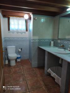 y baño con aseo, lavabo y espejo. en Casa Rural El Pajar en El Pinar del Hierro