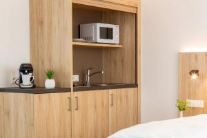 Kuchyň nebo kuchyňský kout v ubytování Aparthotel Am Pfaffenstein