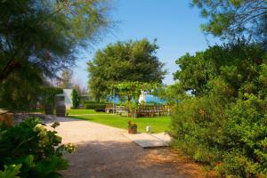 a pathway leading to a yard with trees and grass at Casale del Mare in Castiglioncello