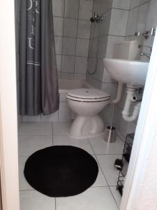 a bathroom with a toilet and a sink at Room Domo in Senj