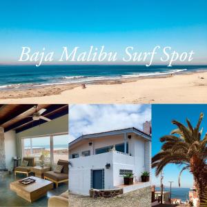 a collage of photos of a beach and a baja malibu sunset spot at Rosarito Beach House Sleeps 14 & Steps to Sandy Beach Mins to Downtown in Rosarito