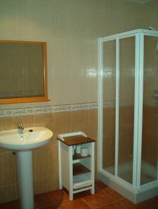 钦琼Hotel y apartamentos La Casa Rural的带水槽和淋浴的浴室