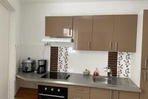 a kitchen with a sink and a stove top oven at Appartement REVE ENSABLE, classé 3 étoiles, vue mer et montagne, mail de Rodrigues, Ermitage-Les-Bains, 6 personnes in Filaos